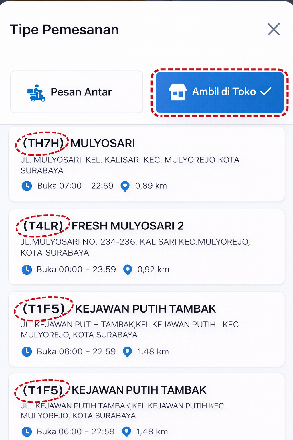 Daftar Toko Indomaret
